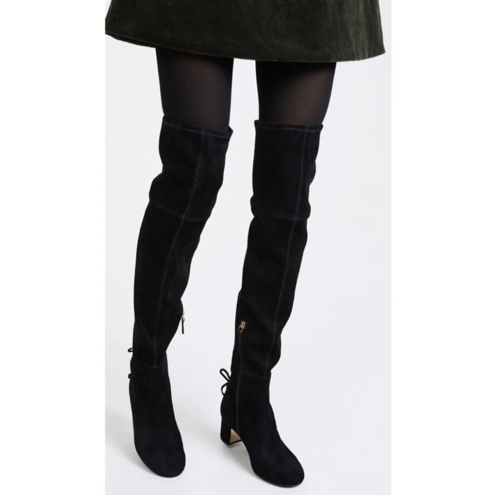 Tory Burch Laila Black Suede Otk Over The Knee Boots